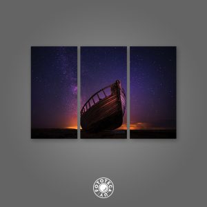 Cuadro multipanel barco y estrellas 90x60cm