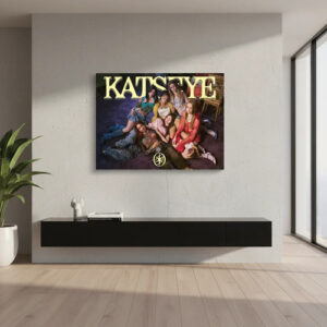 Cuadro Katseye Sis K-pop Decoración 40×30 Azul Oscuro Blanco