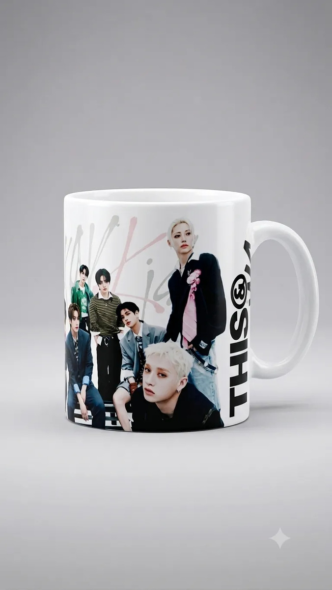 Taza Stray Kids 350 Ml Cerámica Cilíndrica This & That Skz Blanco Stray Kids - Imagen 2